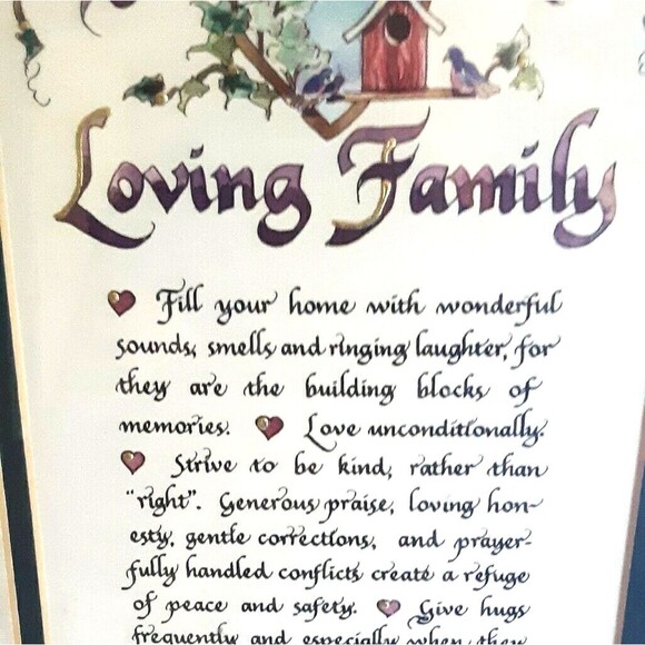 Loving Family Wall Hanging Horizontal Piece Framed Farm Cottage Prayer - Picture 2 of 9